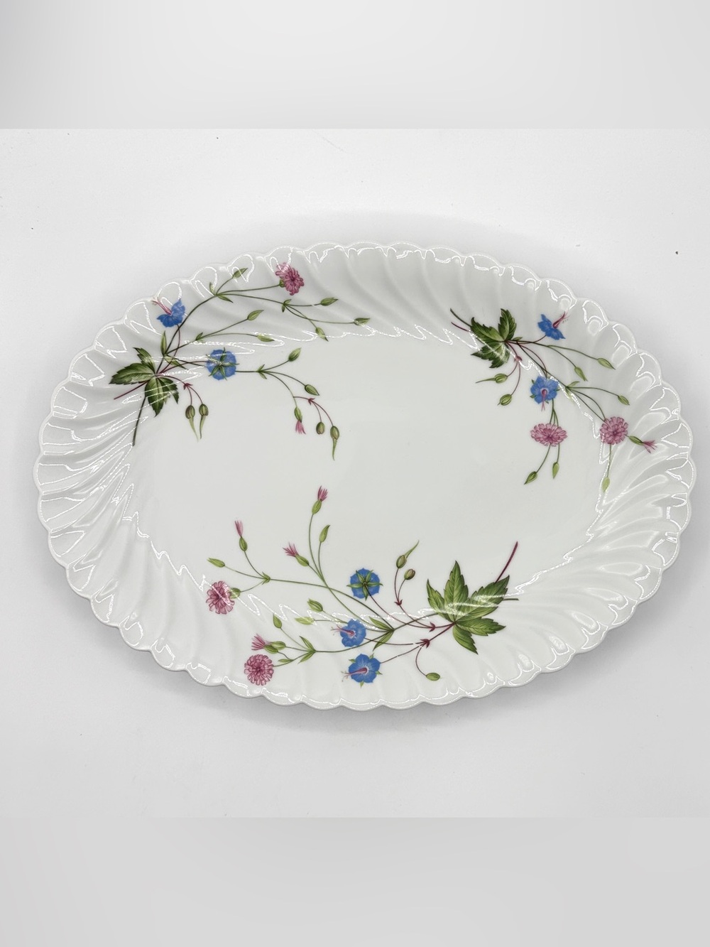 Haviland Florence Limoges France 13” Porcelain Platter Blue, Pink & Green Floral